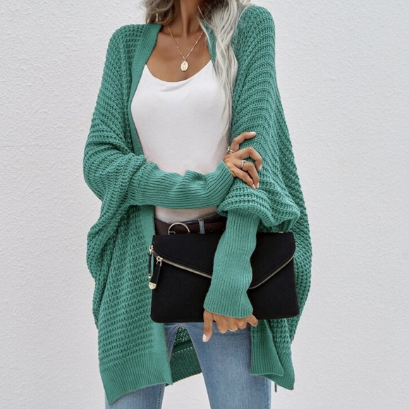 Cozy Batwing Sleeve Open Front Knit Sweater Cardigan - Picture 5 of 13